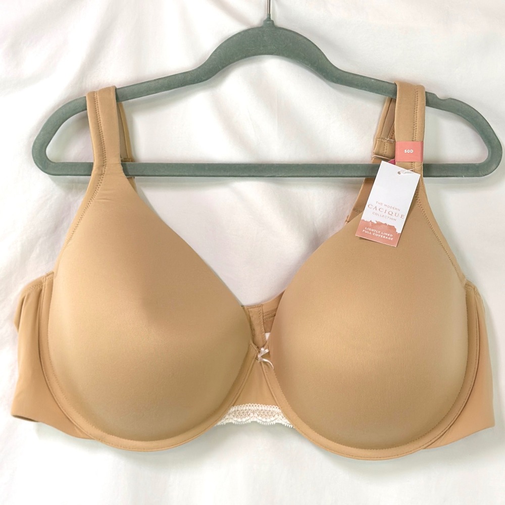 Cacique NEW Modern Collection Lightly Lined Full Coverage Bra 50D Tan Beige